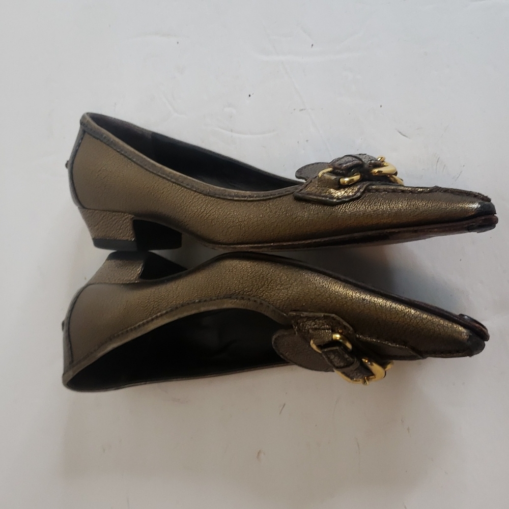 Prada Buckle Gold Shimmer Shoe Size 7 (38) - Picture 5 of 7